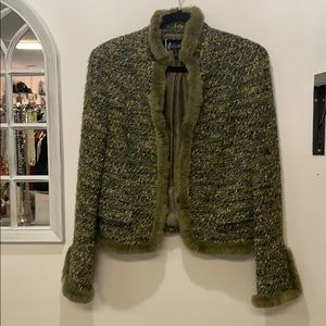 Lafayette 148 NY wool and fur tweed jacket size 6